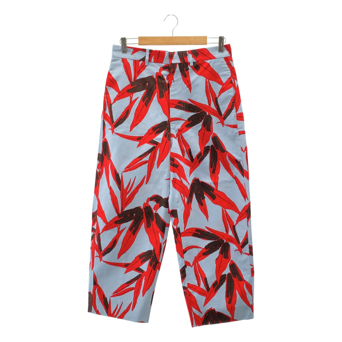 【美品】  MARNI / マルニ | コットン プリント ワイドパンツ | 40 | ライトブルー/レッド | レディース