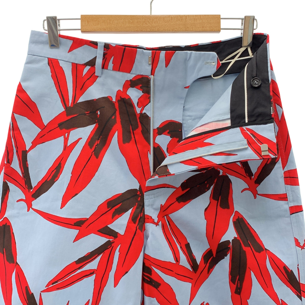 【美品】  MARNI / マルニ | コットン プリント ワイドパンツ | 40 | ライトブルー/レッド | レディース