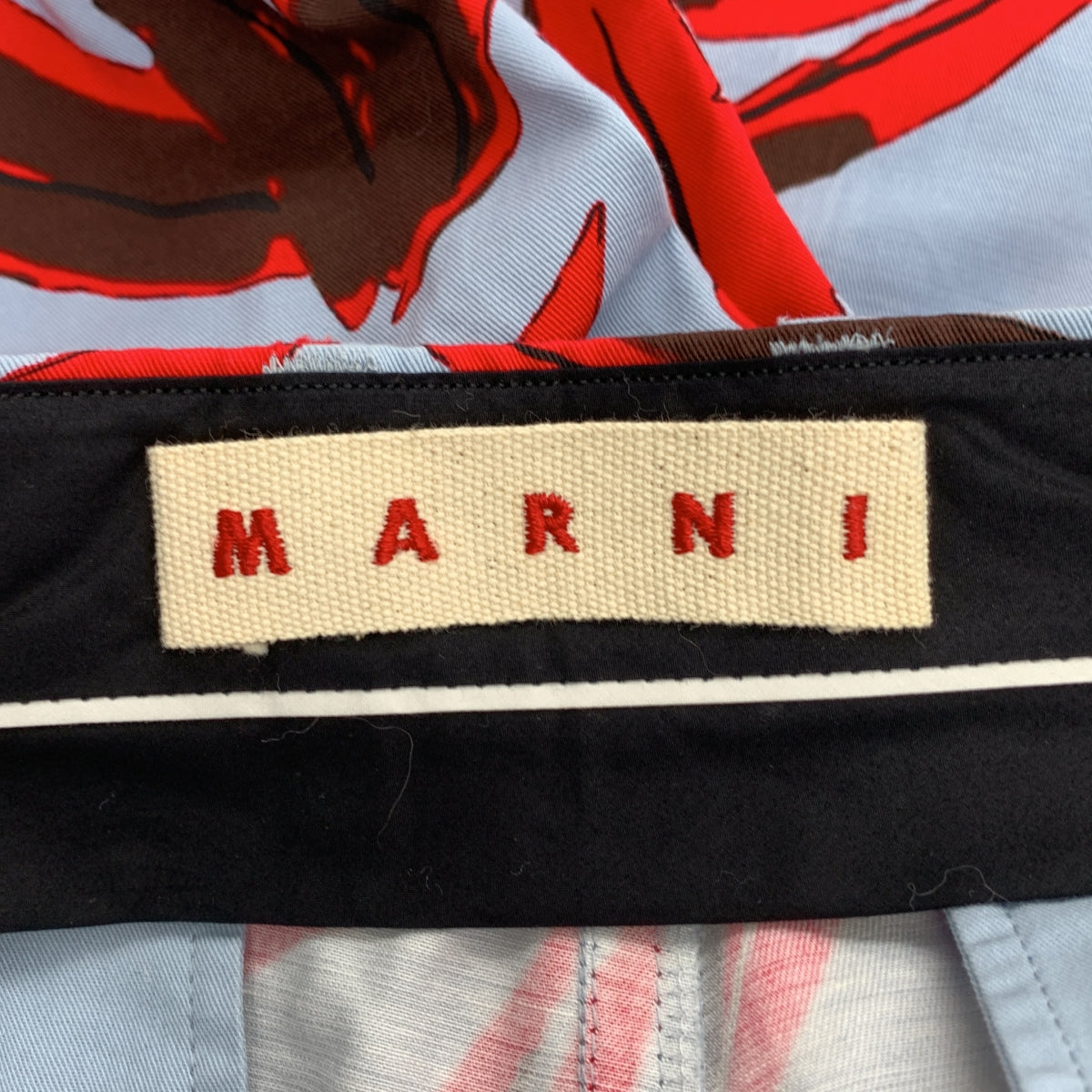 【美品】  MARNI / マルニ | コットン プリント ワイドパンツ | 40 | ライトブルー/レッド | レディース