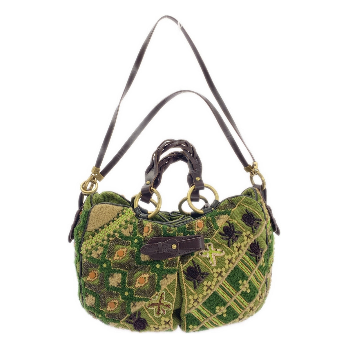 JAMIN PUECH / 자만 피에쉬 | 가죽 전환 비즈 장식 2way 숄더백 |