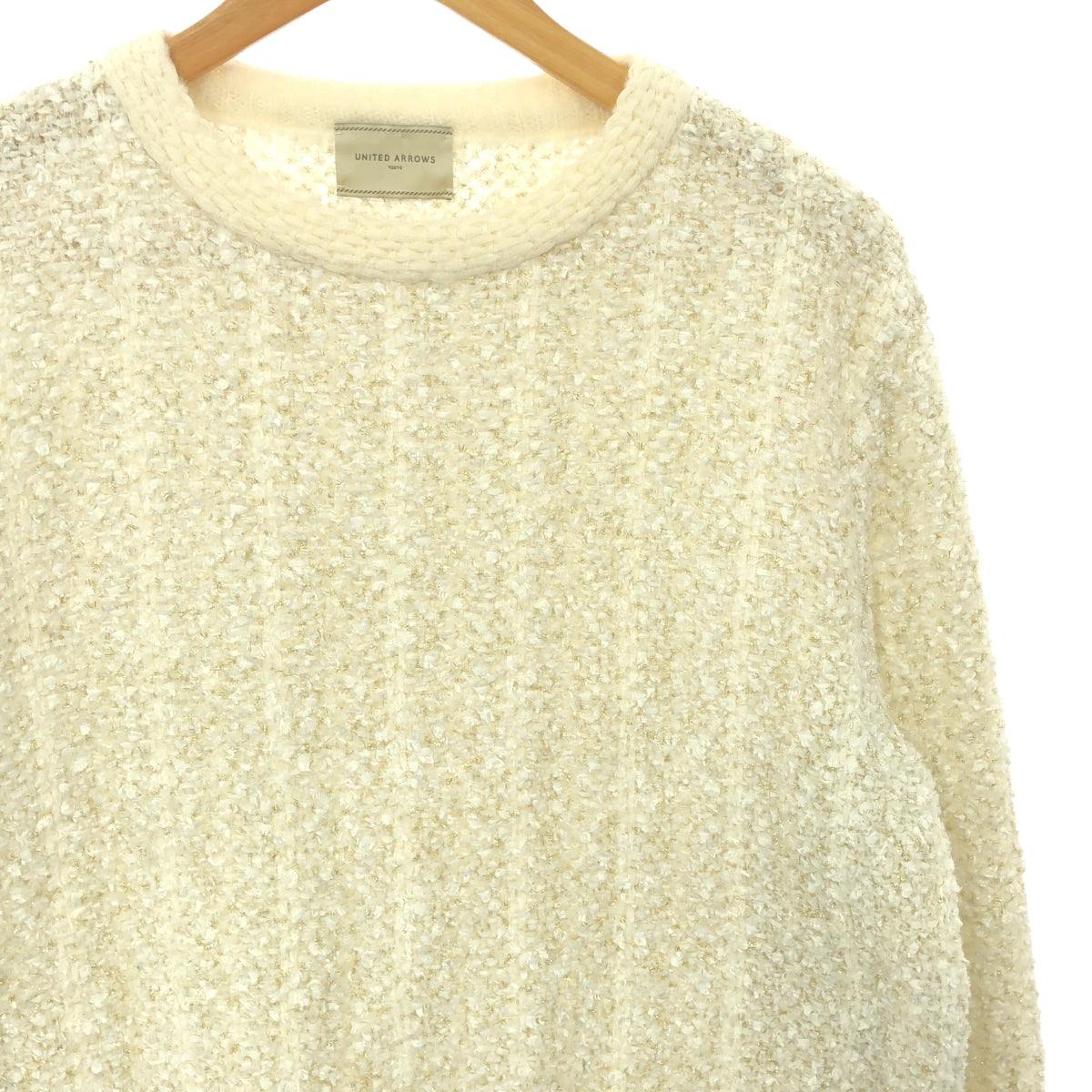 UNITED ARROWS | Mixed glitter tweed crew neck knit pullover |