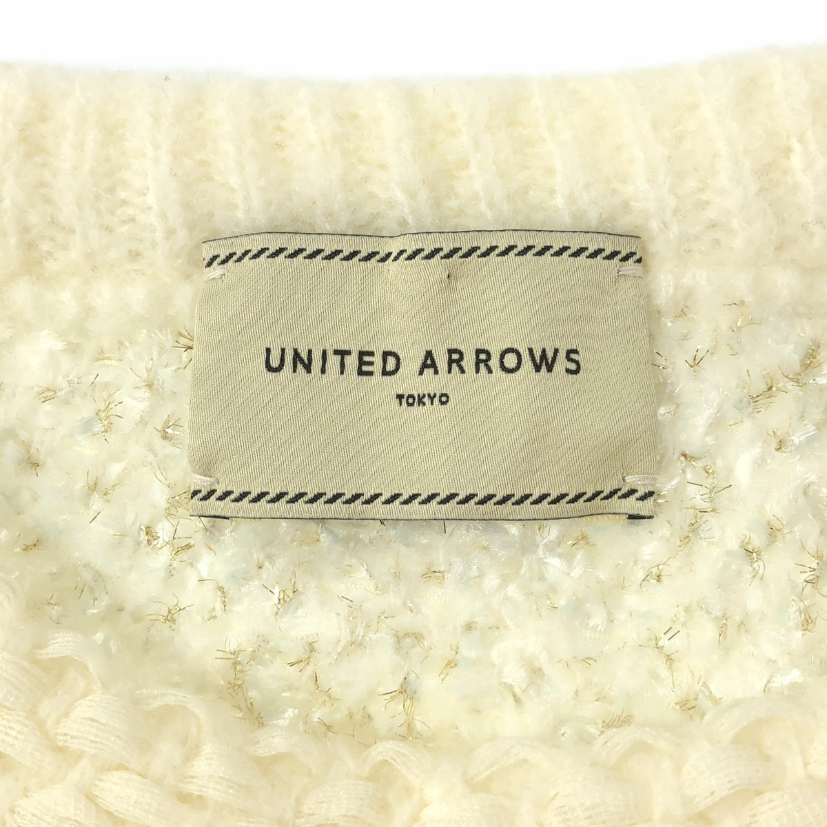 UNITED ARROWS | Mixed glitter tweed crew neck knit pullover |