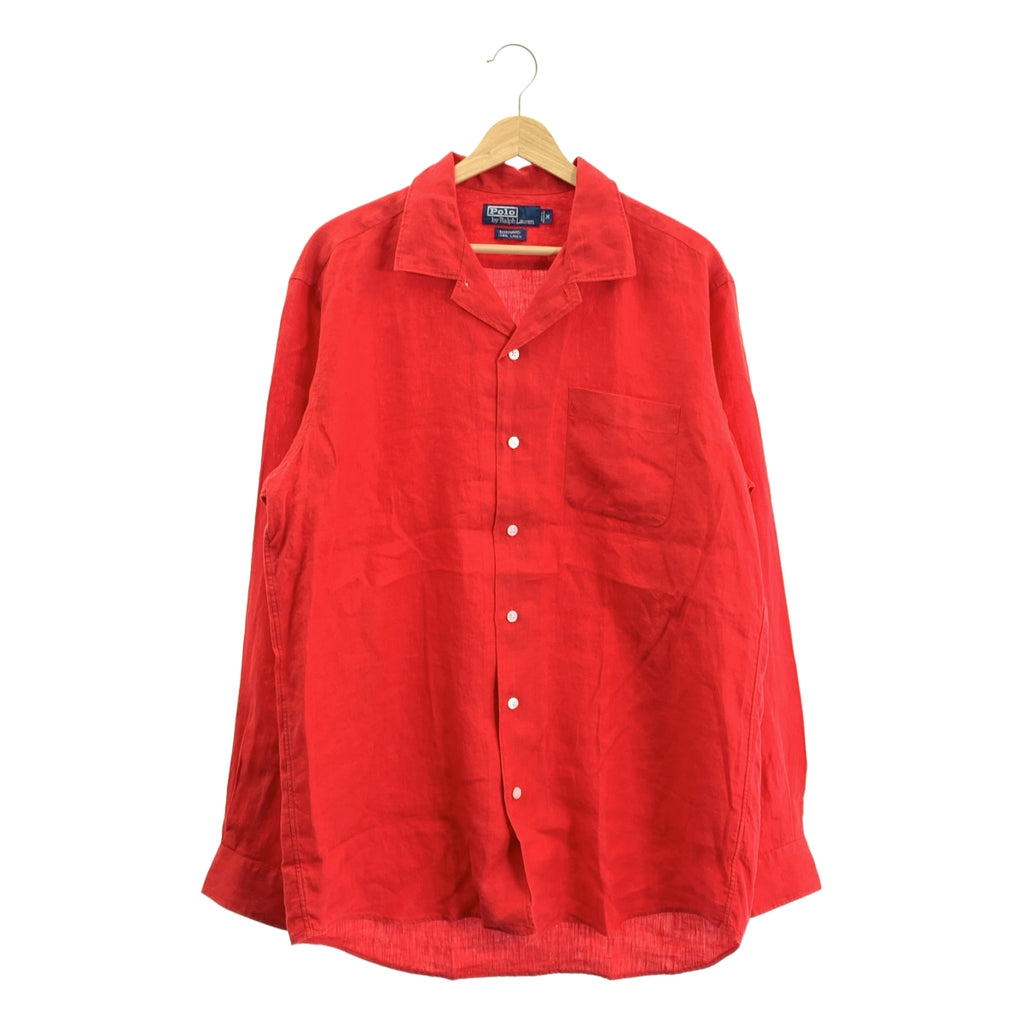 POLO RALPH LAUREN / ポロラルフローレン | 1990s | ヴィンテージ BONNARD リネン オープンカラーシャツ | M | レッド | メンズ