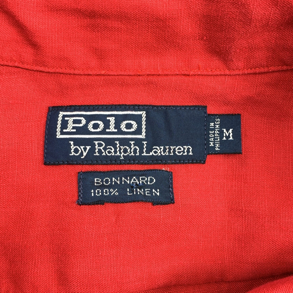 POLO RALPH LAUREN / ポロラルフローレン | 1990s | ヴィンテージ BONNARD リネン オープンカラーシャツ | M | レッド | メンズ
