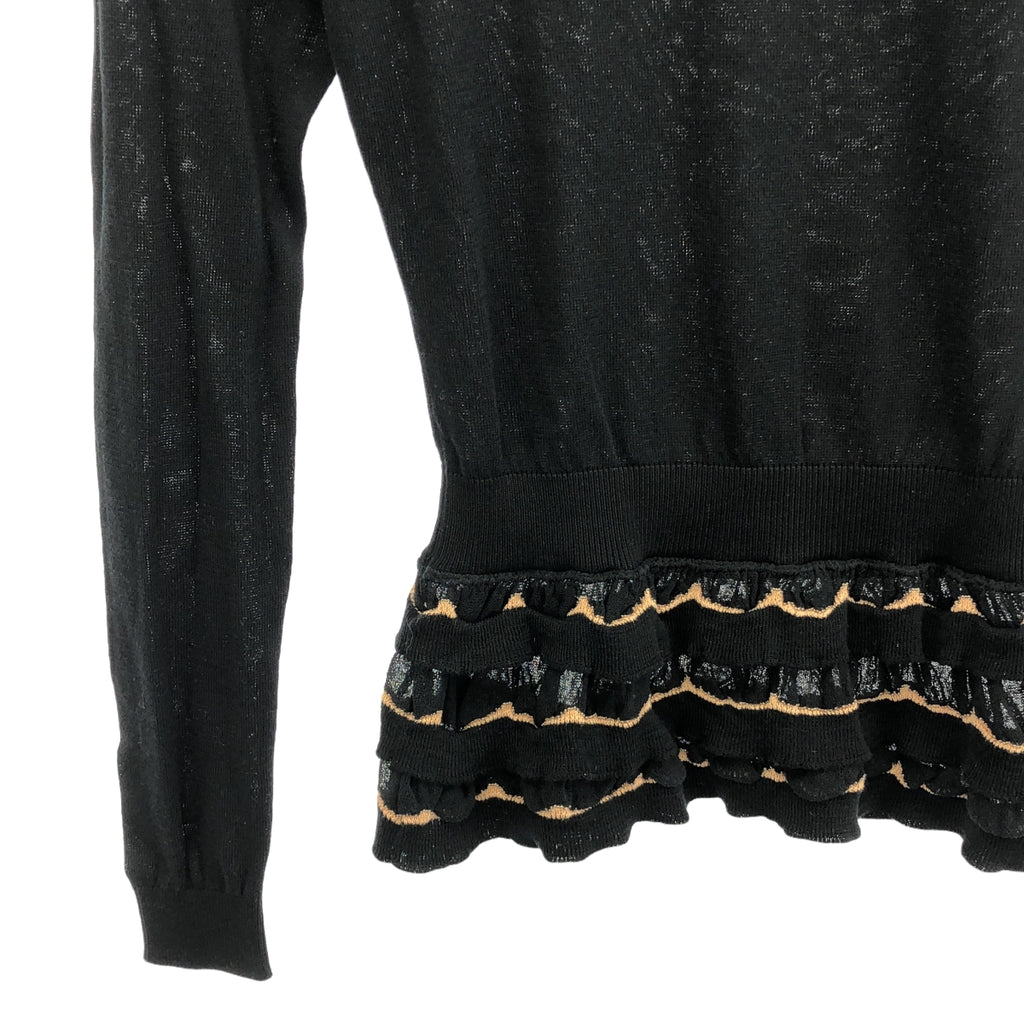 RED VALENTINO / レッドヴァレンティノ | 裾フリル クルーネック ニット | ブラック | レディース