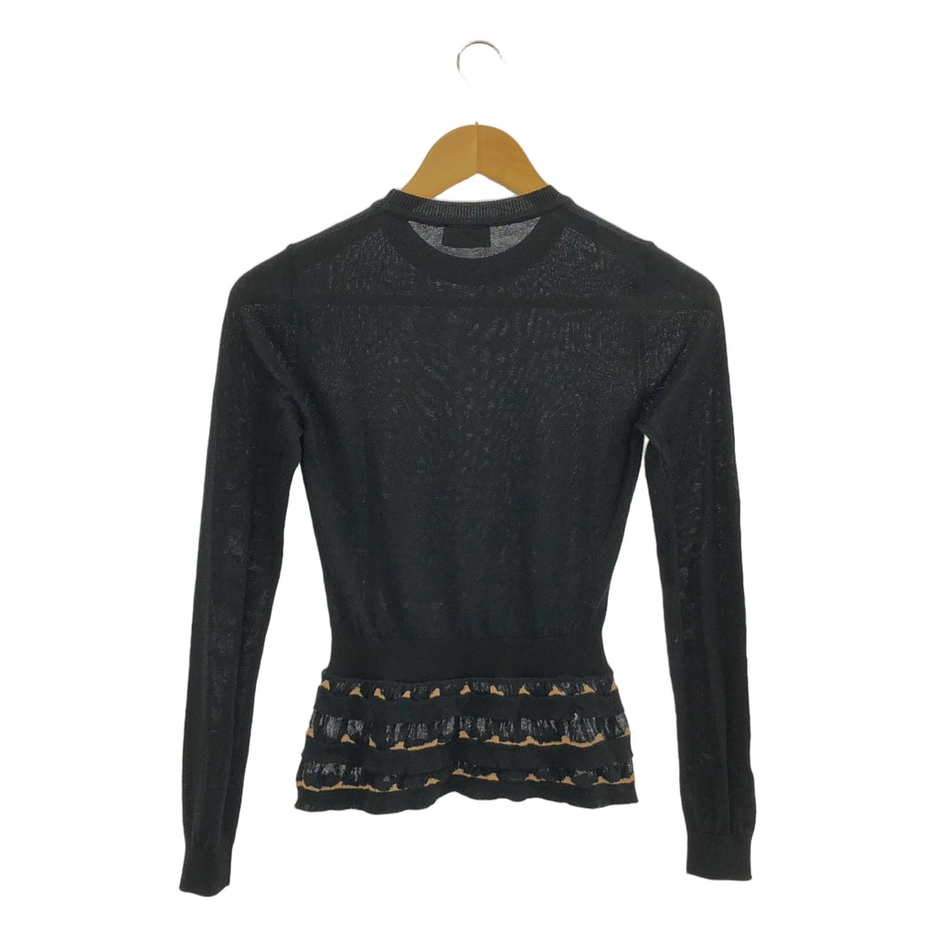 RED VALENTINO / レッドヴァレンティノ | 裾フリル クルーネック ニット | ブラック | レディース