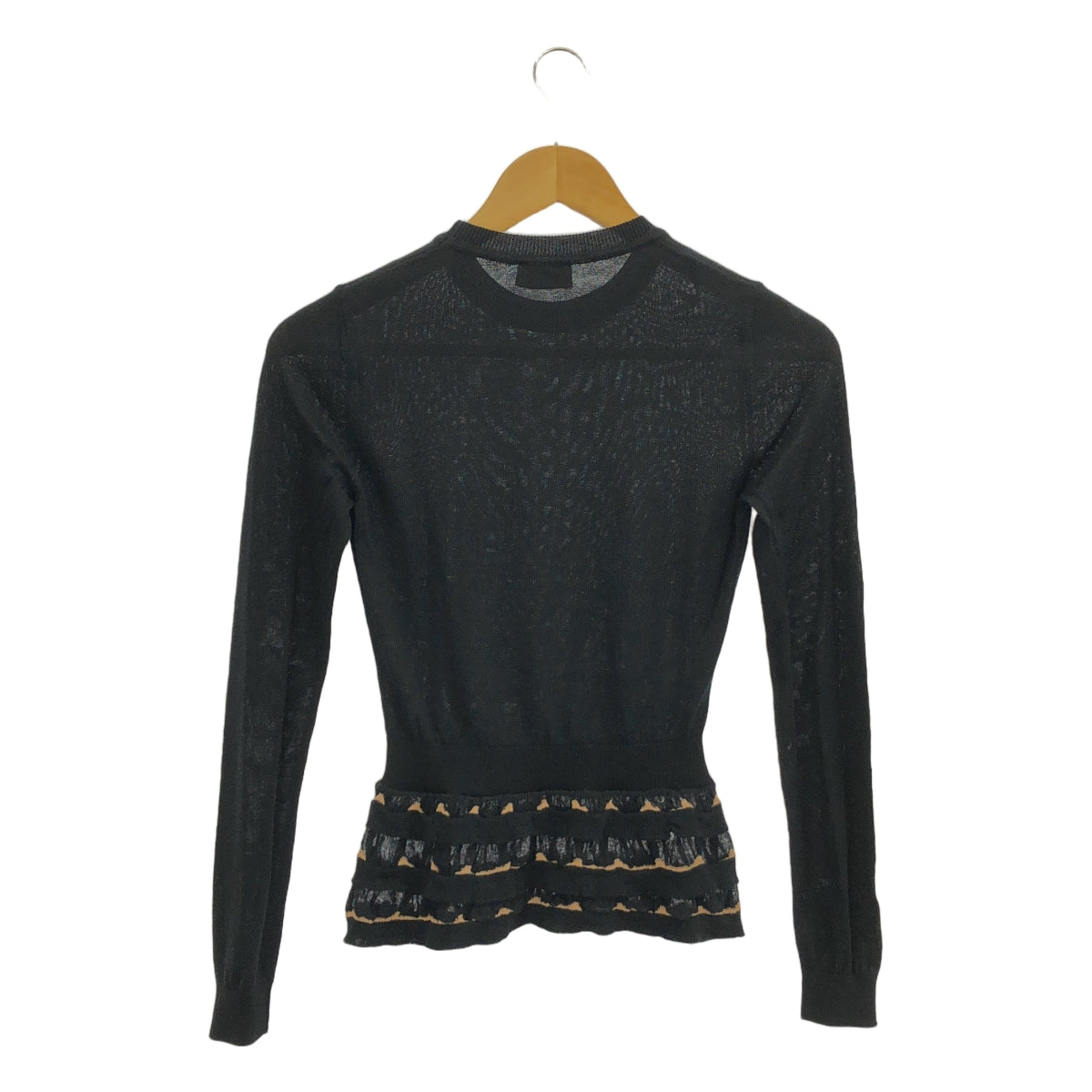 RED VALENTINO / レッドヴァレンティノ | 裾フリル クルーネック ニット | ブラック | レディース