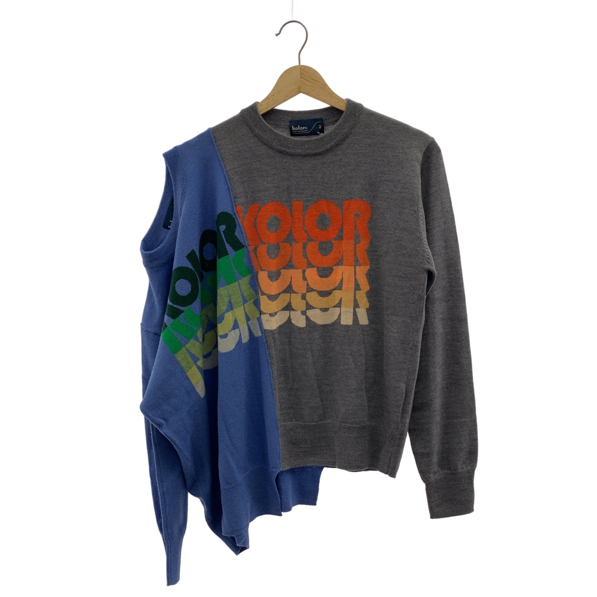 【成色極佳】kolor | Logo 雙領針織衫 | 2 碼 | 灰色 | 女款