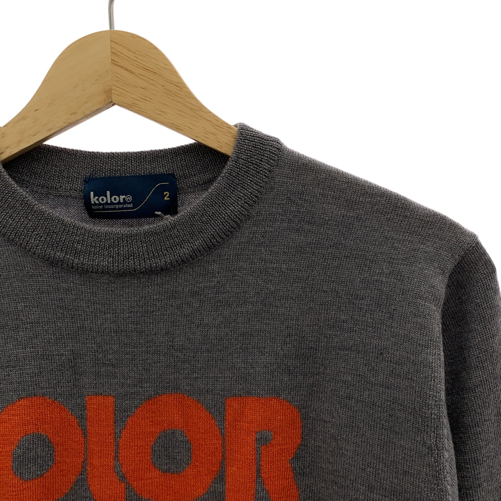 【成色極佳】kolor | Logo 雙領針織衫 | 2 碼 | 灰色 | 女款