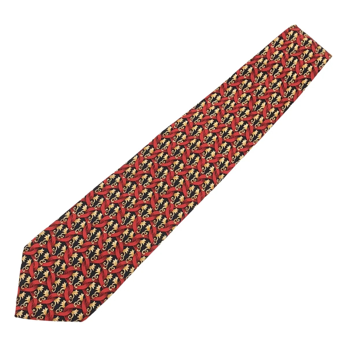 [狀況良好] Salvatore Ferragamo |義大利羊毛全印花領帶 |紅色的