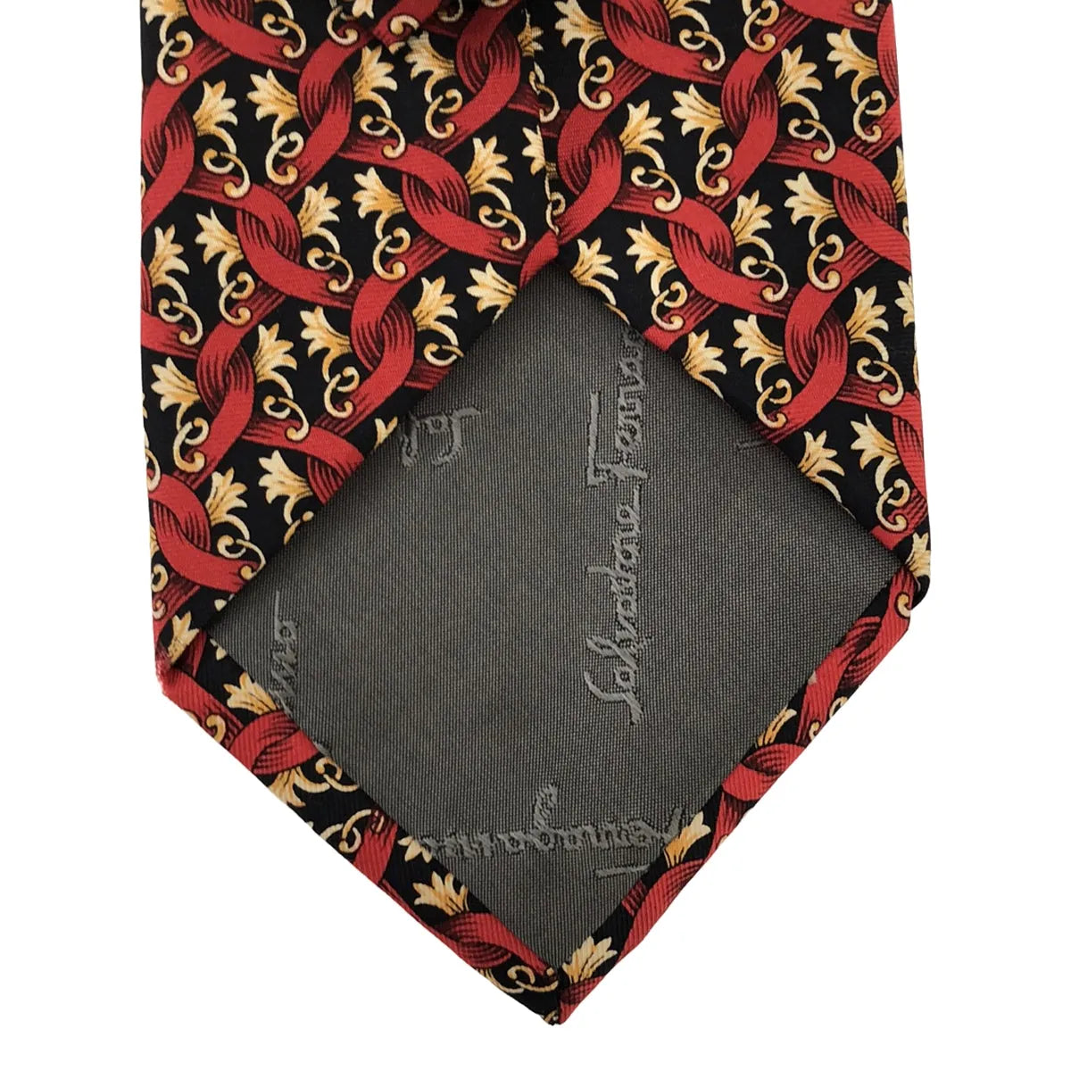 [狀況良好] Salvatore Ferragamo |義大利羊毛全印花領帶 |紅色的