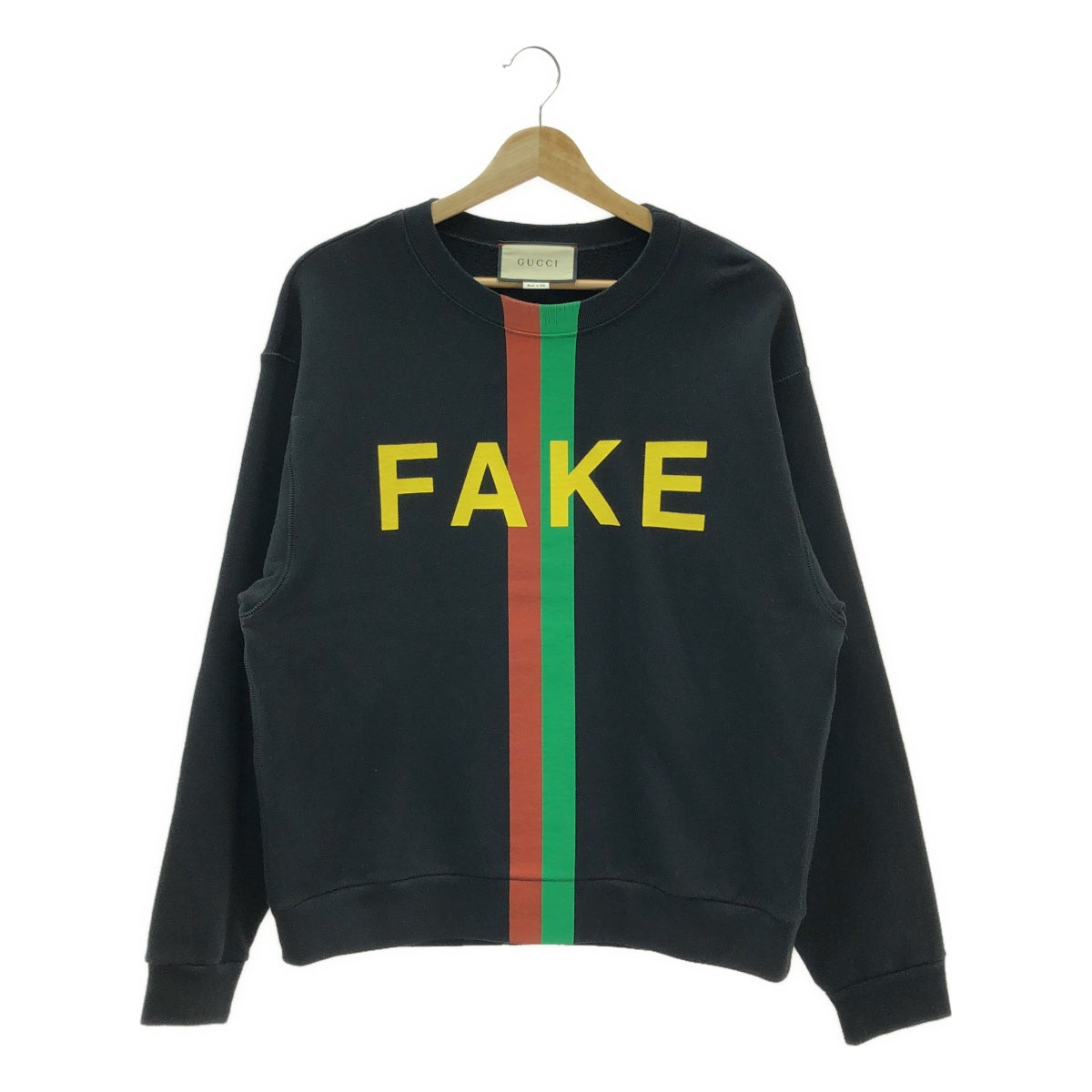 GUCCI / 구찌 | 2020AW | Fake Not Print Sweatshirt 스웨트 트레이너 | S | 블랙/레드/그린 | 남성