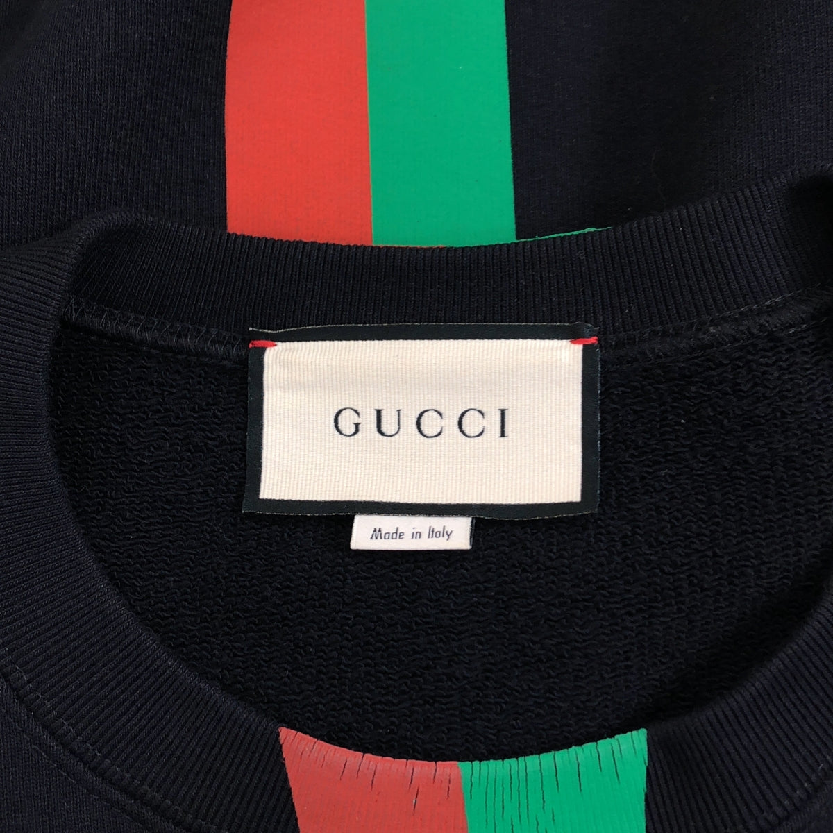 GUCCI / 구찌 | 2020AW | Fake Not Print Sweatshirt 스웨트 트레이너 | S | 블랙/레드/그린 | 남성