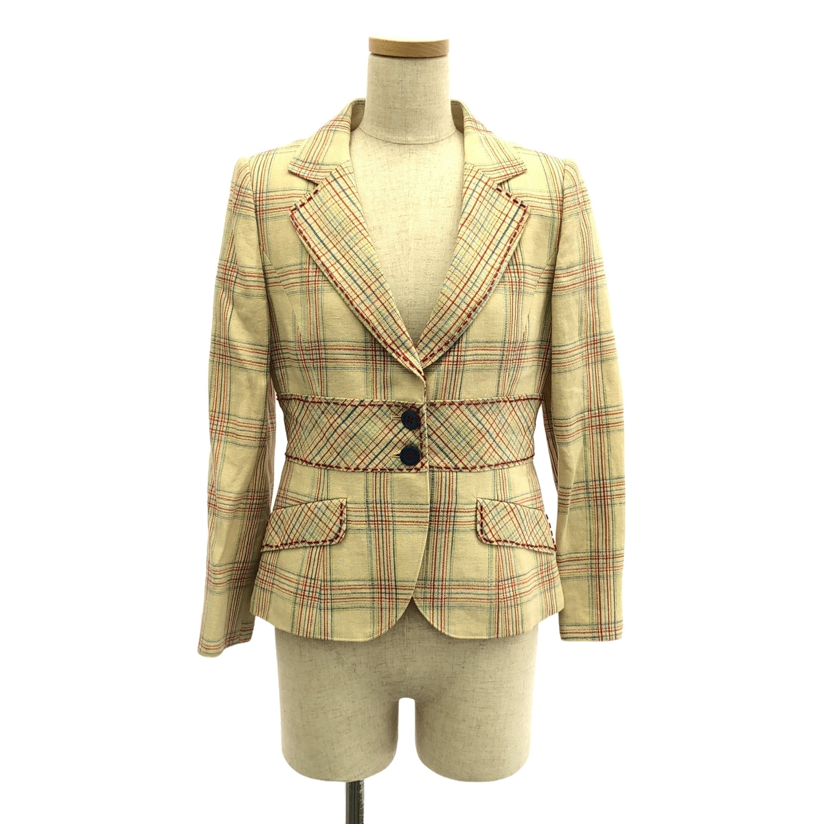 蘆田小姐。 / 蘆田小姐 |亞麻羊毛格紋珠繡訂製夾克 | 7 |黃色 |女性的