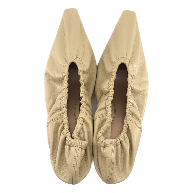 BOTTEGA VENETA / ボッテガヴェネタ | アーモンド ギャザー レザー ヒール パンプス | 35.5 | レディース