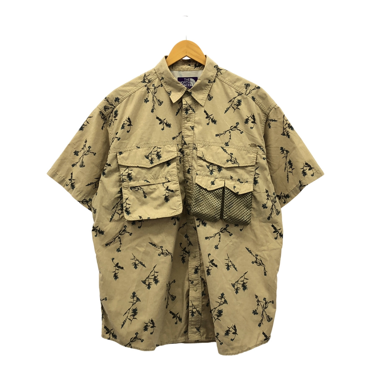 THE NORTH FACE PURPLE LABEL / ザノースフェイスパープルレーベル | 2023SS | Polyester Linen Field H/S Shirt ポリエステル リネン フィールド 半袖 シャツ | M | ベージュ / ブラック / ブルー | メンズ