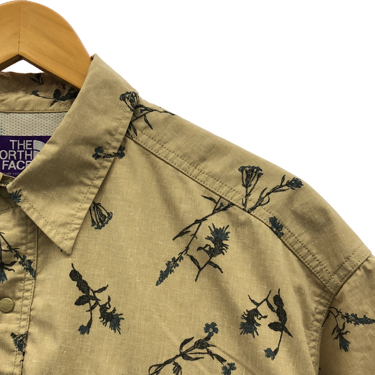 THE NORTH FACE PURPLE LABEL / ザノースフェイスパープルレーベル | 2023SS | Polyester Linen Field H/S Shirt ポリエステル リネン フィールド 半袖 シャツ | M | ベージュ / ブラック / ブルー | メンズ