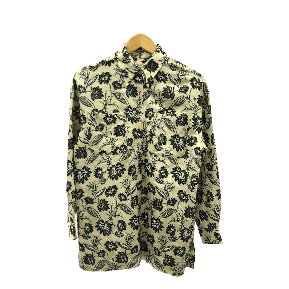 ERiKOKATORi / 香取えちらな子 |花卉提花襯衫 | F |米色/黑色|女性的