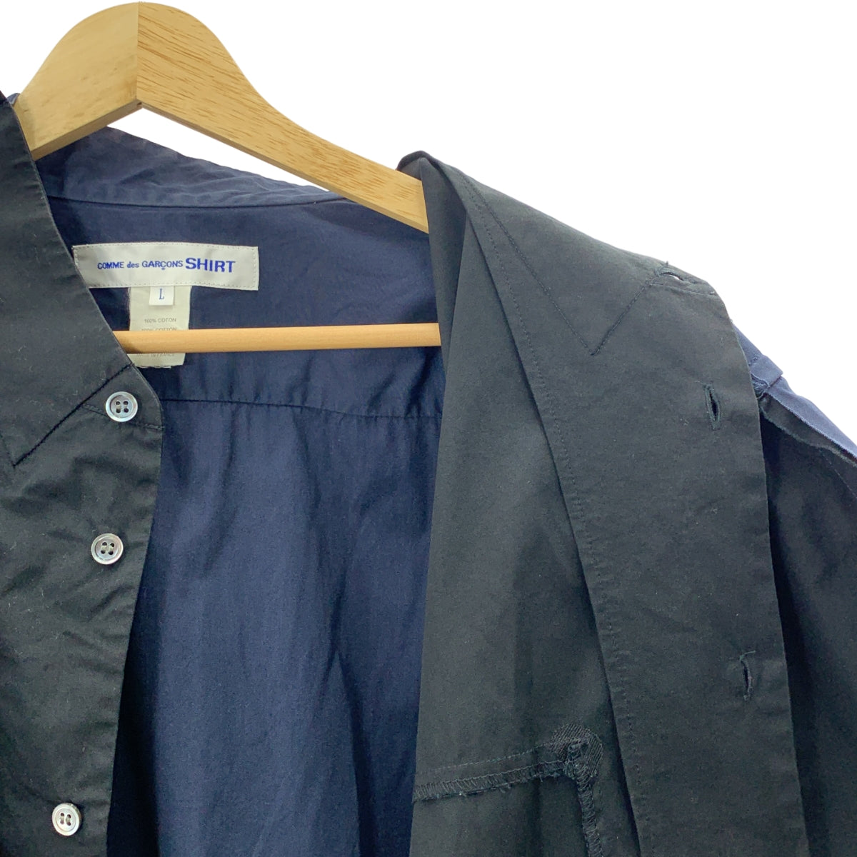 COMME des GARCONS SHIRT / コムデギャルソンシャツ | 2次元 ドッキング カットオフ 半袖シャツ | L | メンズ