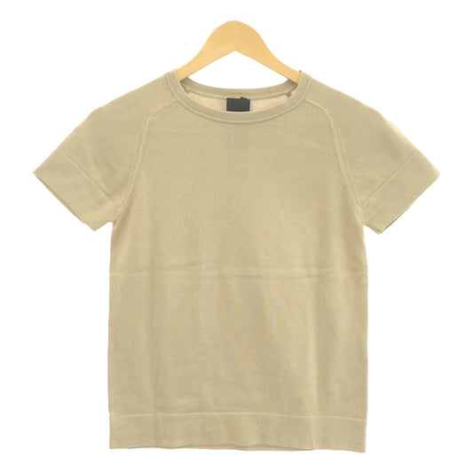 Drawer | Cotton Raglan Sleeve Crew Neck Short Sleeve Knit | 2 | Beige | Women's