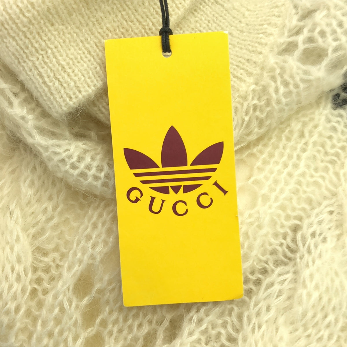 【미품】 GUCCI / 구찌 | × adidas / 아디다스 트레포일 사이드 라인 터틀넥 니트 / 착탈 가능 이너 첨부 | M | 오프 화이트 | 여성