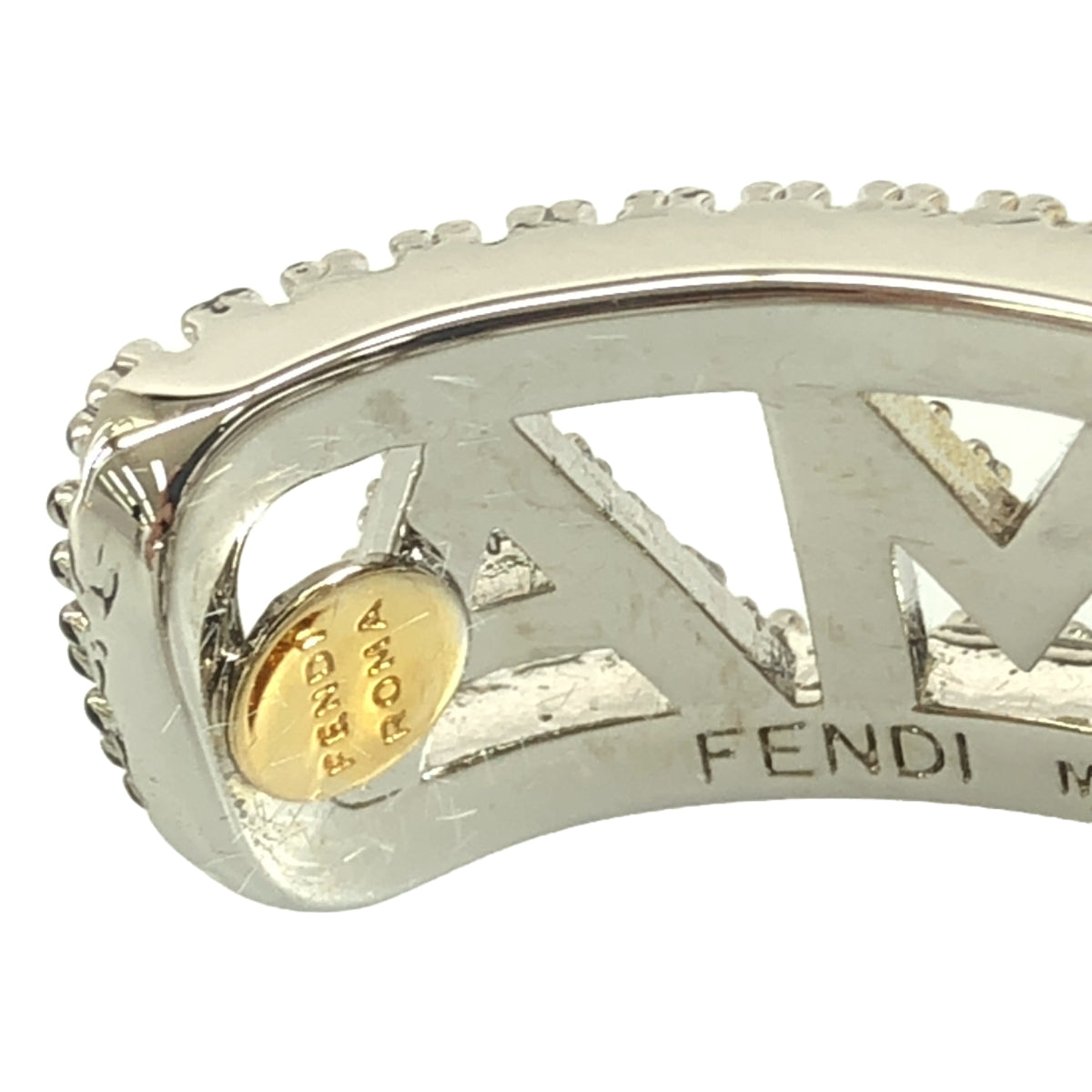 【美品】  FENDI / フェンディ | ロゴ パヴェリング ラインストーン イヤーカフ | シルバー | レディース