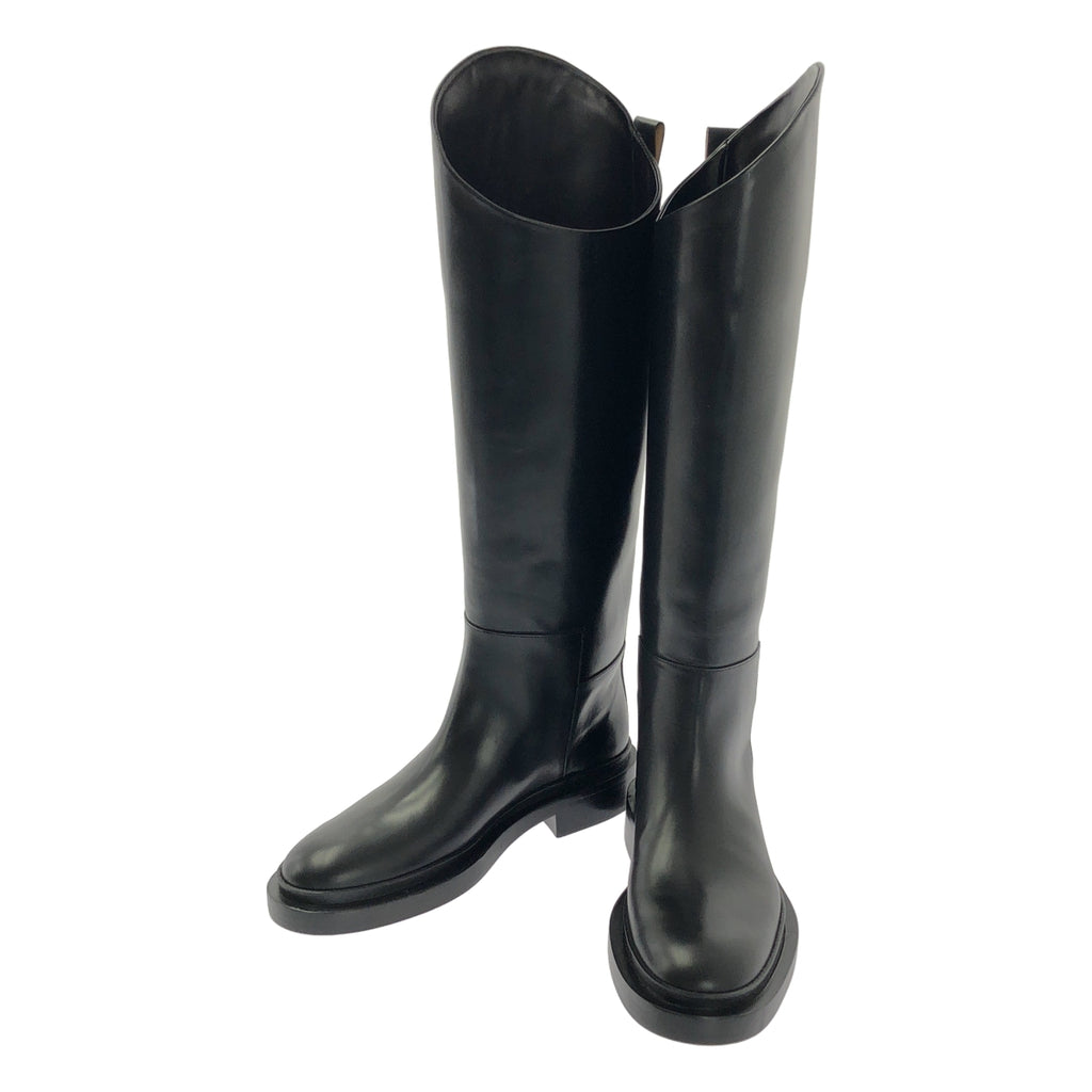 【新品】  JIL SANDER / 吉爾桑德 | Asymmetrical Leather  Boots 不對稱皮革長靴 | 36 | 黑色 | 女款