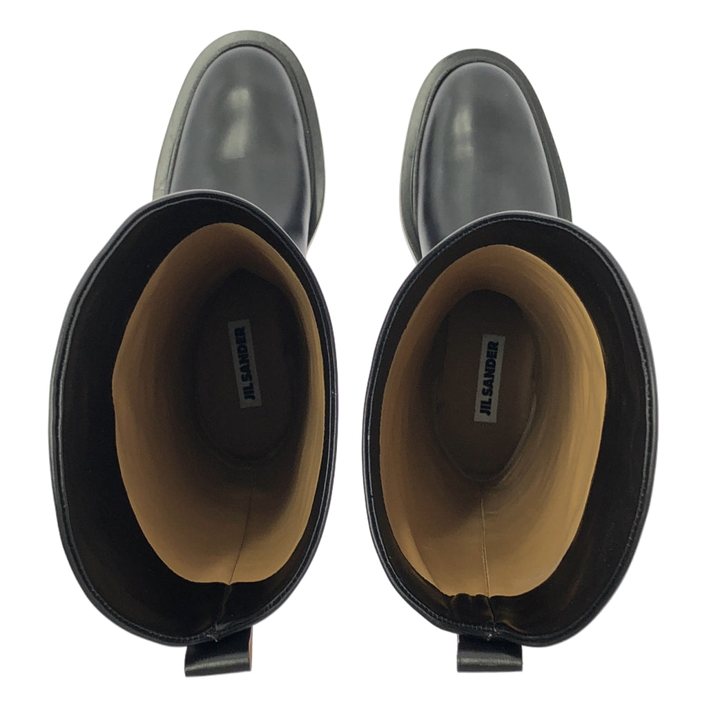 【新品】  JIL SANDER / 吉爾桑德 | Asymmetrical Leather  Boots 不對稱皮革長靴 | 36 | 黑色 | 女款