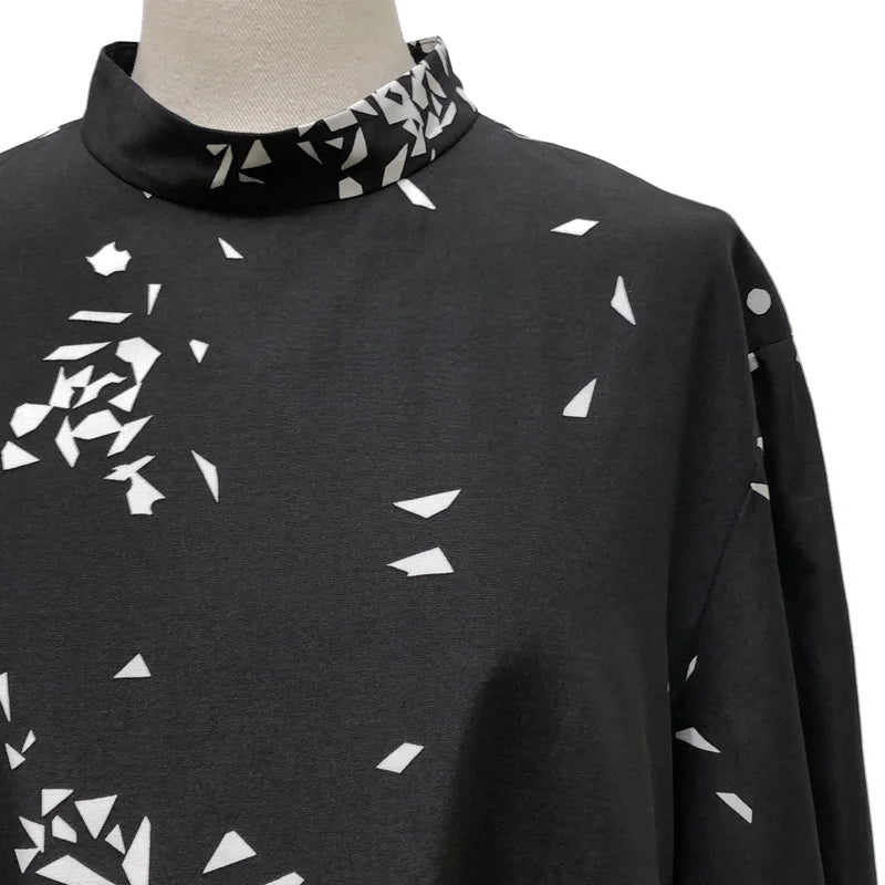 【美品】  mina perhonen / ミナペルホネン | 2025AW | star snow シルク コットン スタンドカラー ワンピース | 40 | ブラック | レディース