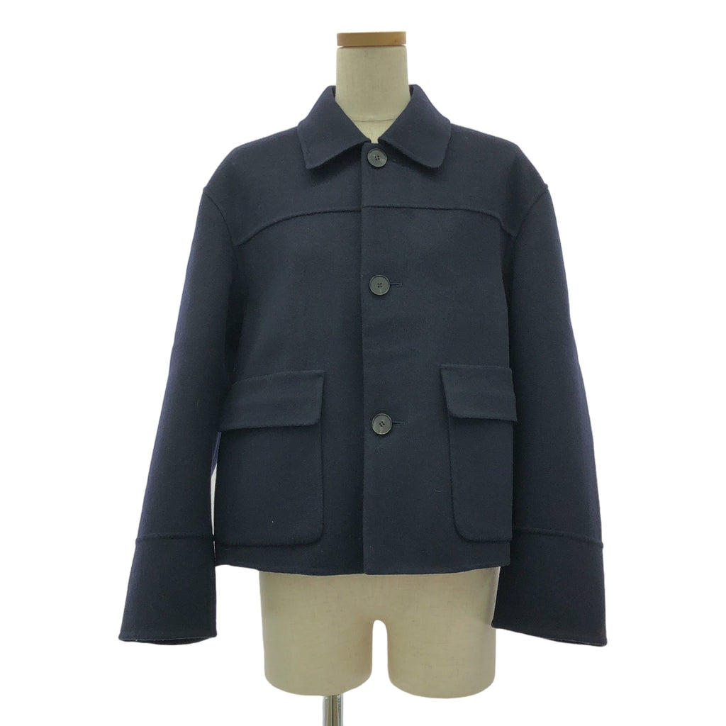 BLAMINK / ブラミンク | ウールカシミヤ ダブルフェイス ショートジャケット | 36 | ネイビー | レディース
