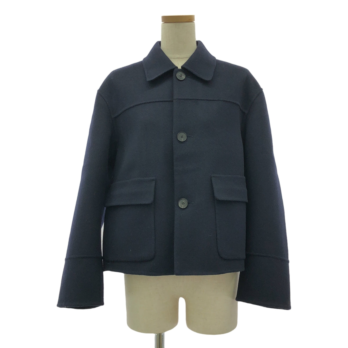 BLAMINK / ブラミンク | ウールカシミヤ ダブルフェイス ショートジャケット | 36 | ネイビー | レディース
