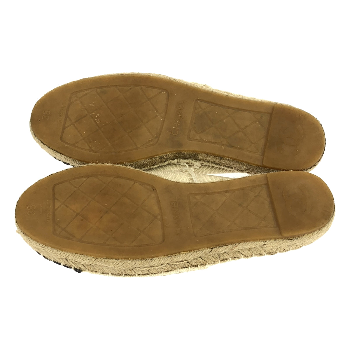 CHANEL | Leather Coco Mark Espadrilles Slip-On | Size 38 | Women's