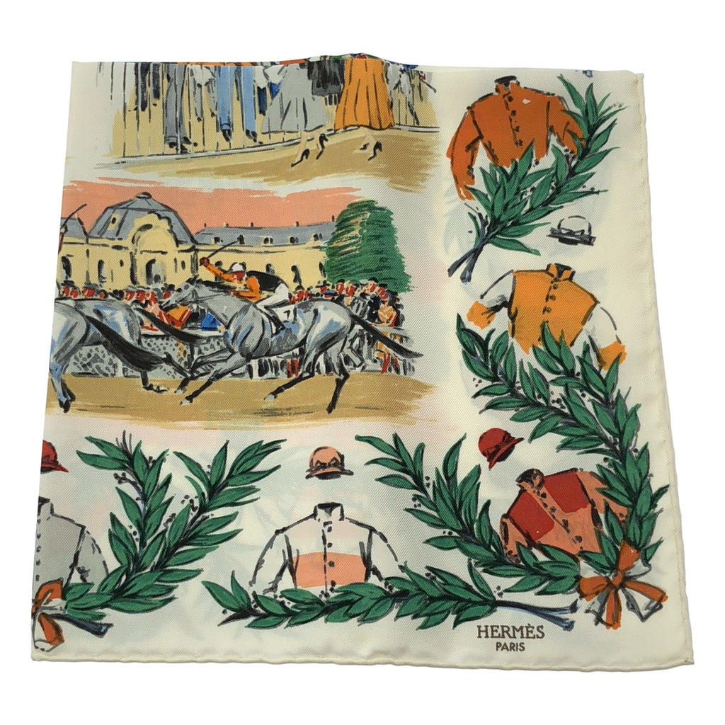 【新品】  HERMES / エルメス | カレ45 CHANTILLY 競馬場 シルク スカーフ | マルチカラー