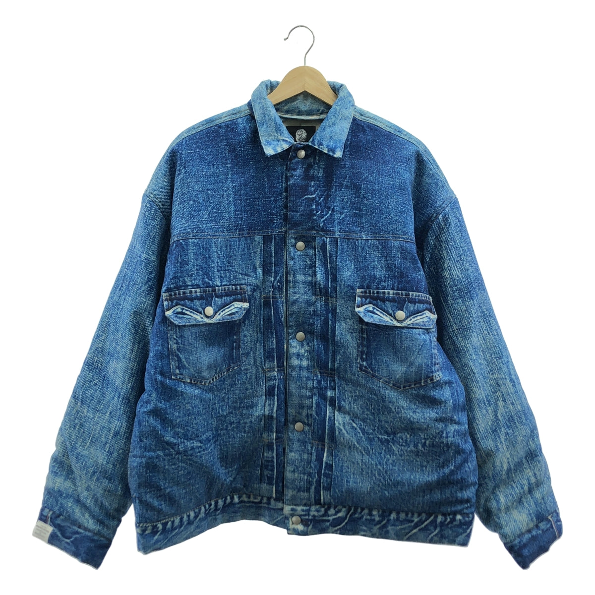 TALKING ABOUT THE ABSTRACTION / トーキングアバウトジアブストラククション | PRINT PADDED JK DENIM 転写 デニム ダウンジャケット | L | メンズ