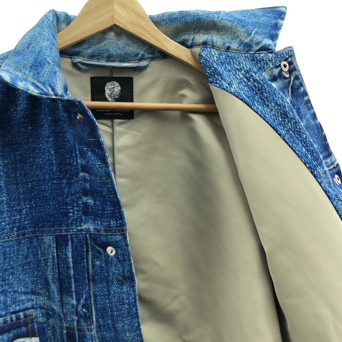 TALKING ABOUT THE ABSTRACTION / トーキングアバウトジアブストラククション | PRINT PADDED JK DENIM 転写 デニム ダウンジャケット | L | メンズ