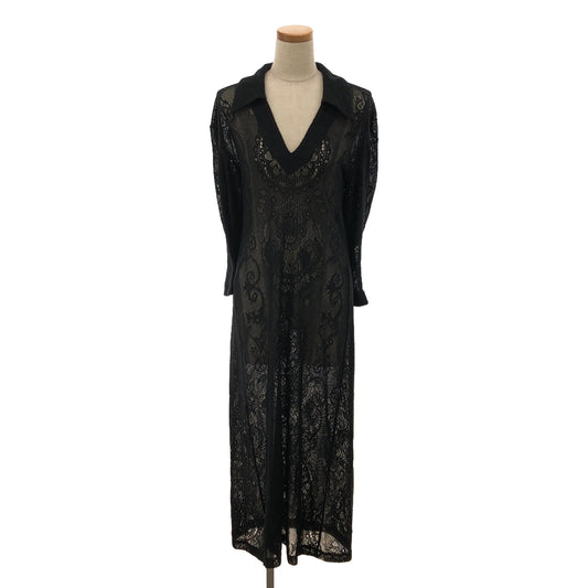 Mame Kurogouchi | 2021SS | Curtain Lace Jacquard Jersey Dress | 2 | Black | Women's