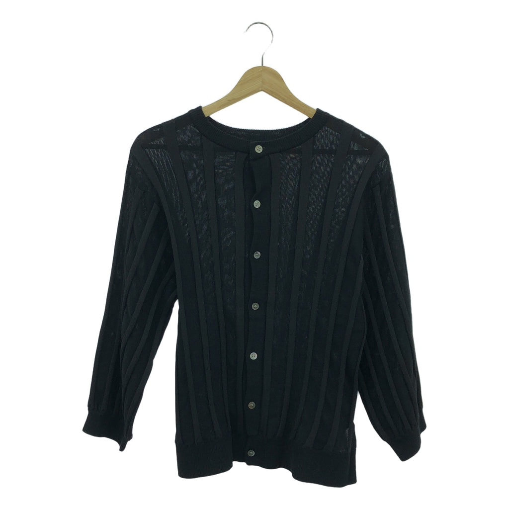 【美品】  ZUCCa / ズッカ | ストライプ プリーツ ニット カーディガン | M | ブラック | レディース
