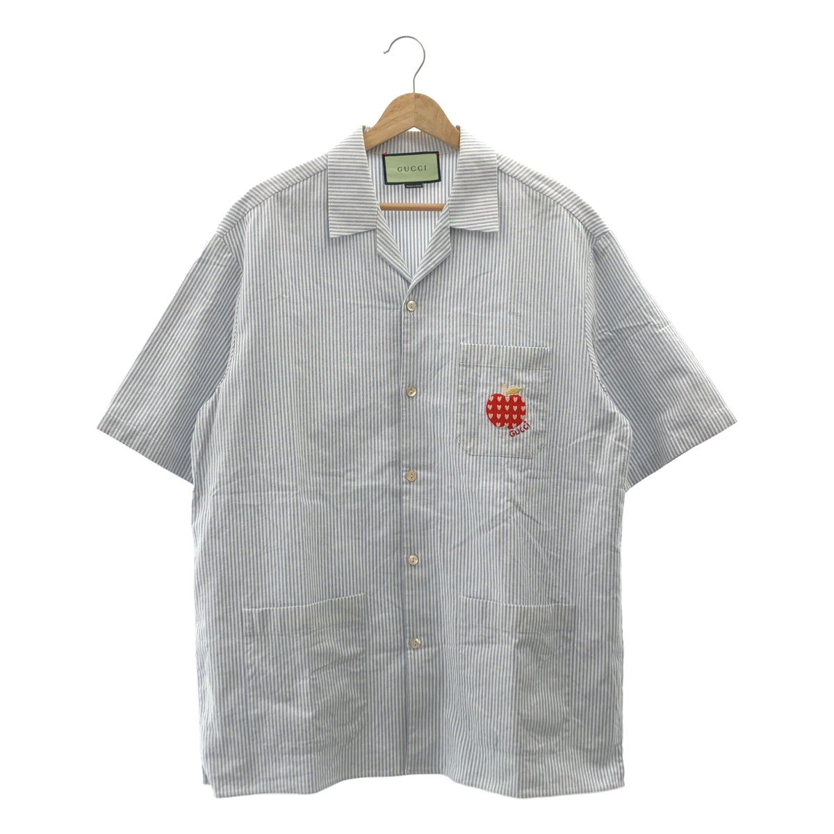 GUCCI / グッチ | 2021AW | LES POMMES ストライプ オープンカラーシャツ | 48 | メンズ