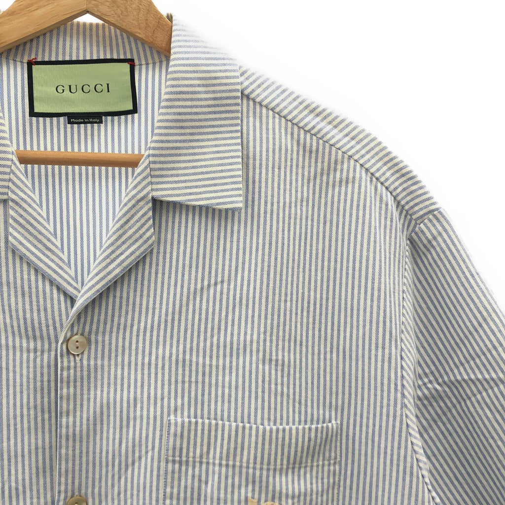 GUCCI / グッチ | 2021AW | LES POMMES ストライプ オープンカラーシャツ | 48 | メンズ