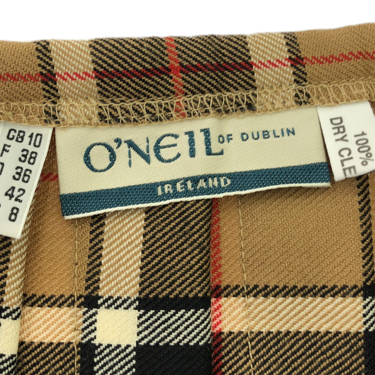 O'NEIL OF DUBLIN / オニールオブダブリン | ウール チェック ラップ プリーツスカート | US8 | ブラウン/ブラック/レッド | レディース