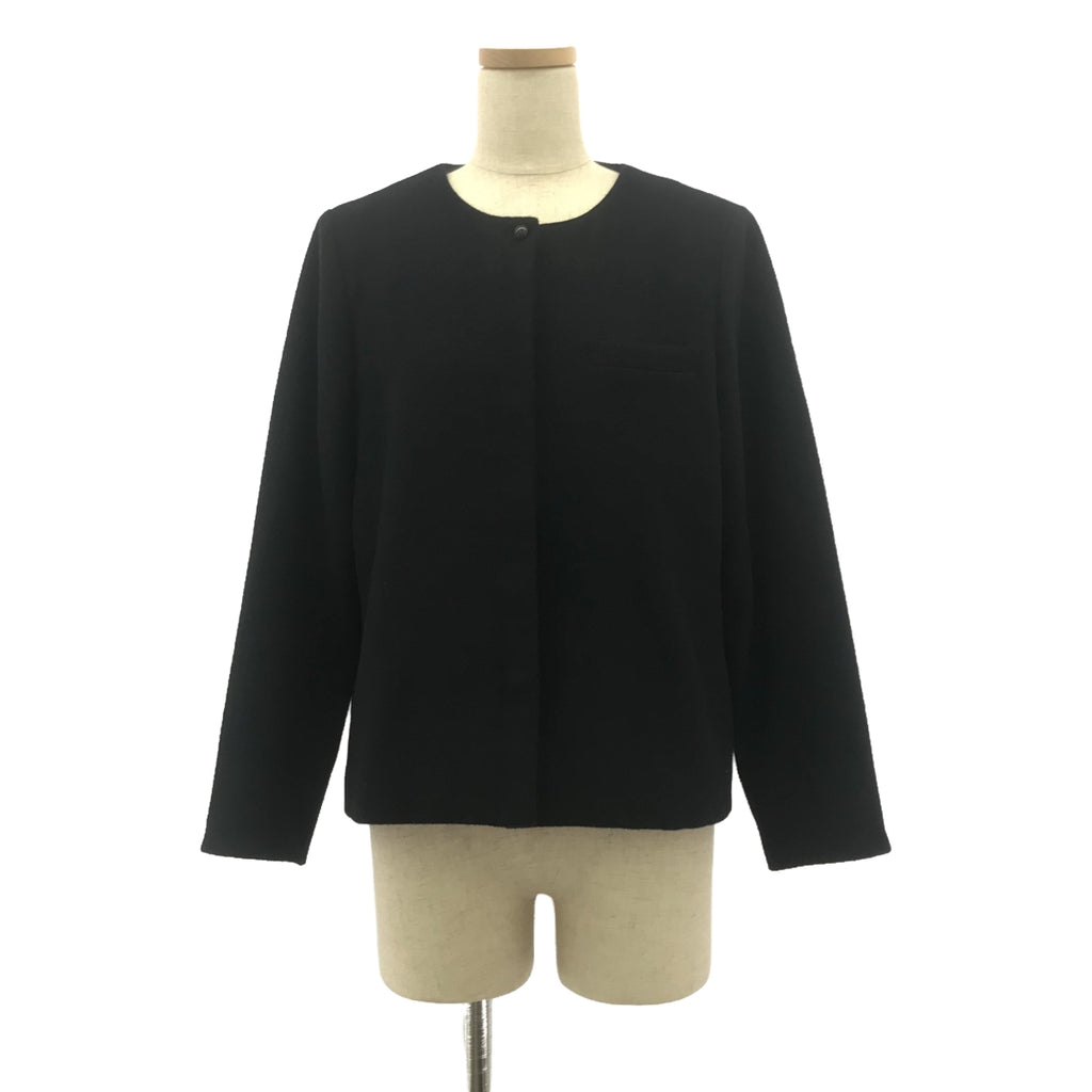atelier naruse / アトリエナルセ | beaver wool no collar jacket  ビーバー ウール ノーカラー ジャケット | F | ネイビー | レディース
