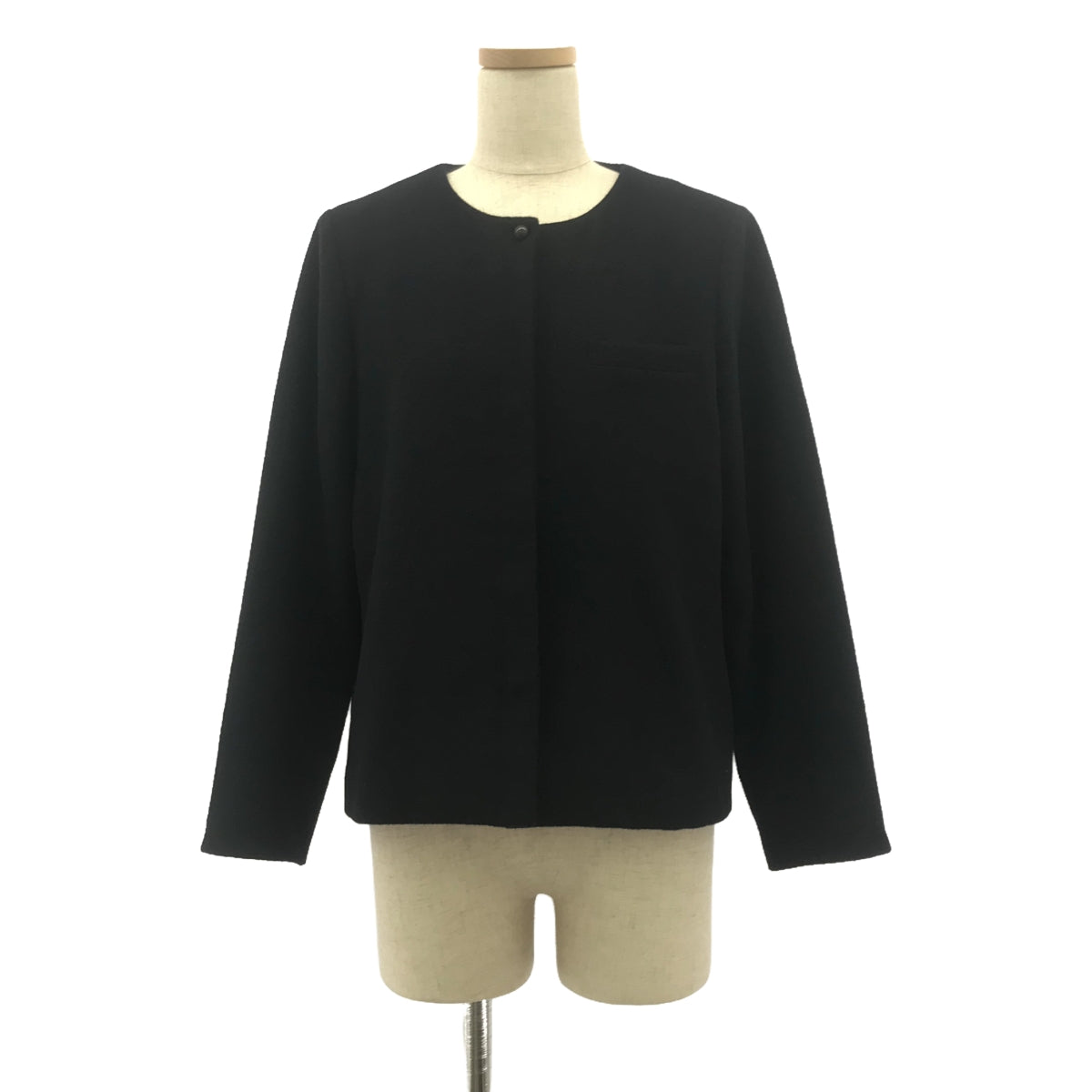 atelier naruse / アトリエナルセ | beaver wool no collar jacket  ビーバー ウール ノーカラー ジャケット | F | ネイビー | レディース