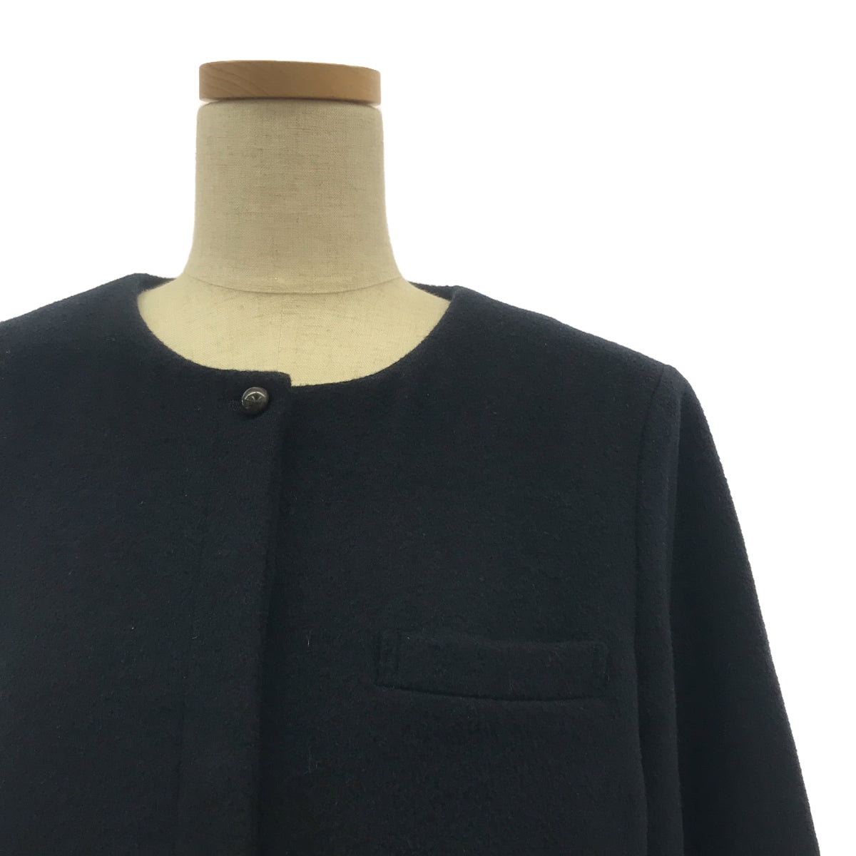 atelier naruse / アトリエナルセ | beaver wool no collar jacket  ビーバー ウール ノーカラー ジャケット | F | ネイビー | レディース