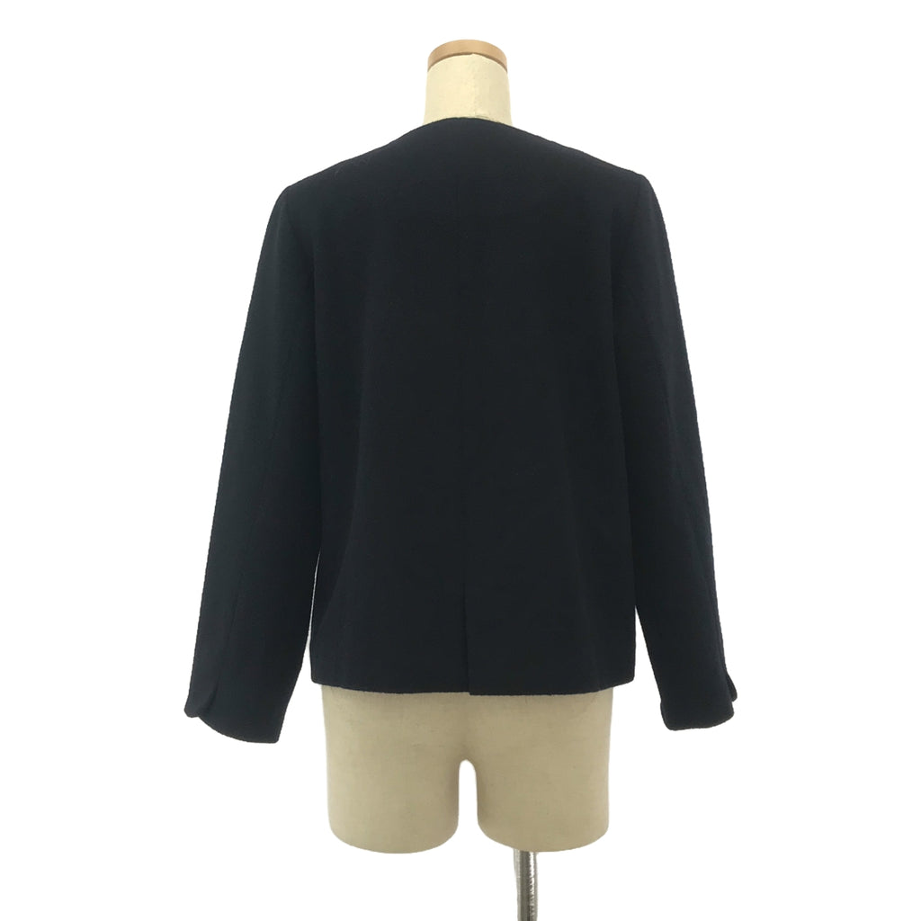 atelier naruse / アトリエナルセ | beaver wool no collar jacket  ビーバー ウール ノーカラー ジャケット | F | ネイビー | レディース