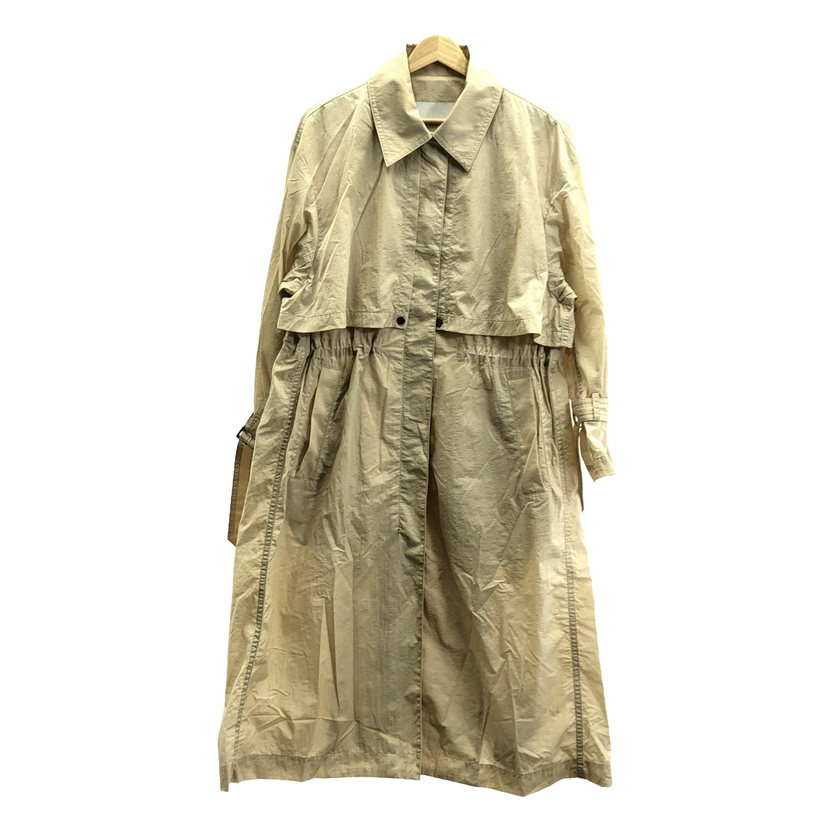 [狀況良好] DEPAREILLE |尼龍腰部抽繩大衣 |尺寸 36 |米色 |女性的