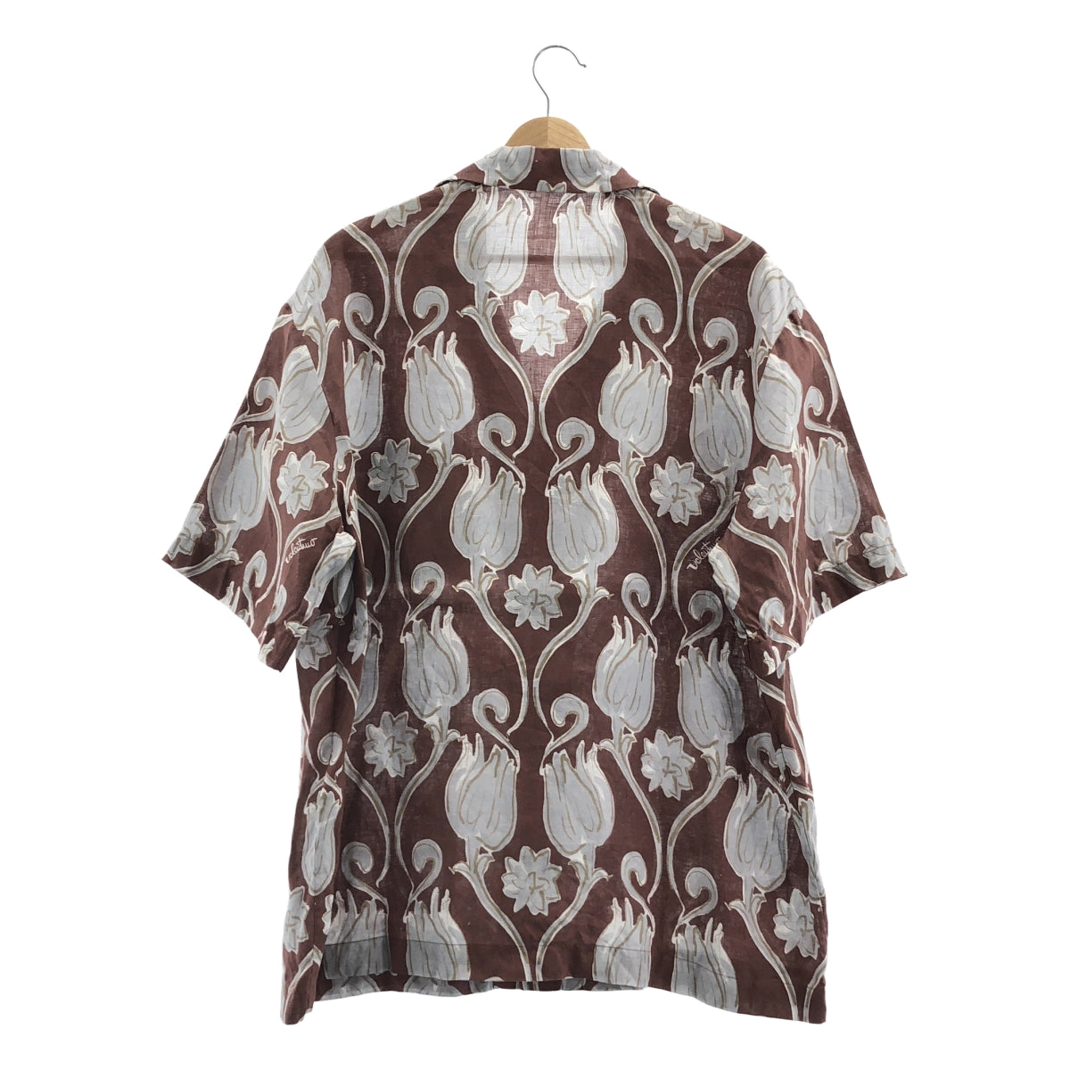 VALENTINO / 발렌티노 | 2024AW | 린넨 플라워 프린트 오픈 컬러 셔츠 | 44 | 남성