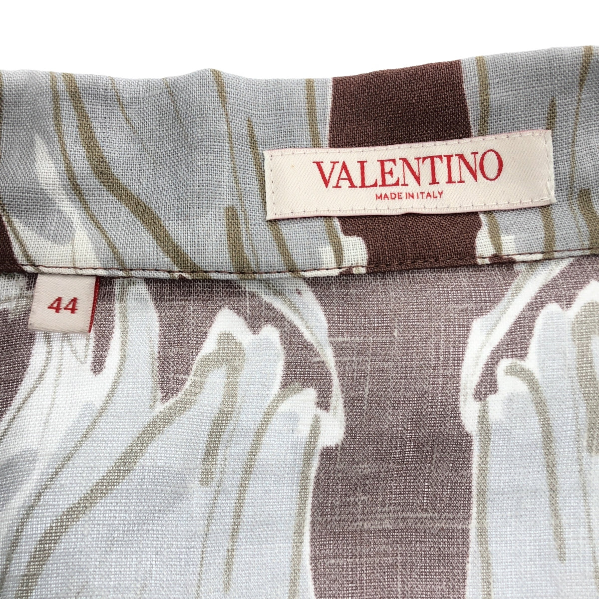 VALENTINO / 발렌티노 | 2024AW | 린넨 플라워 프린트 오픈 컬러 셔츠 | 44 | 남성