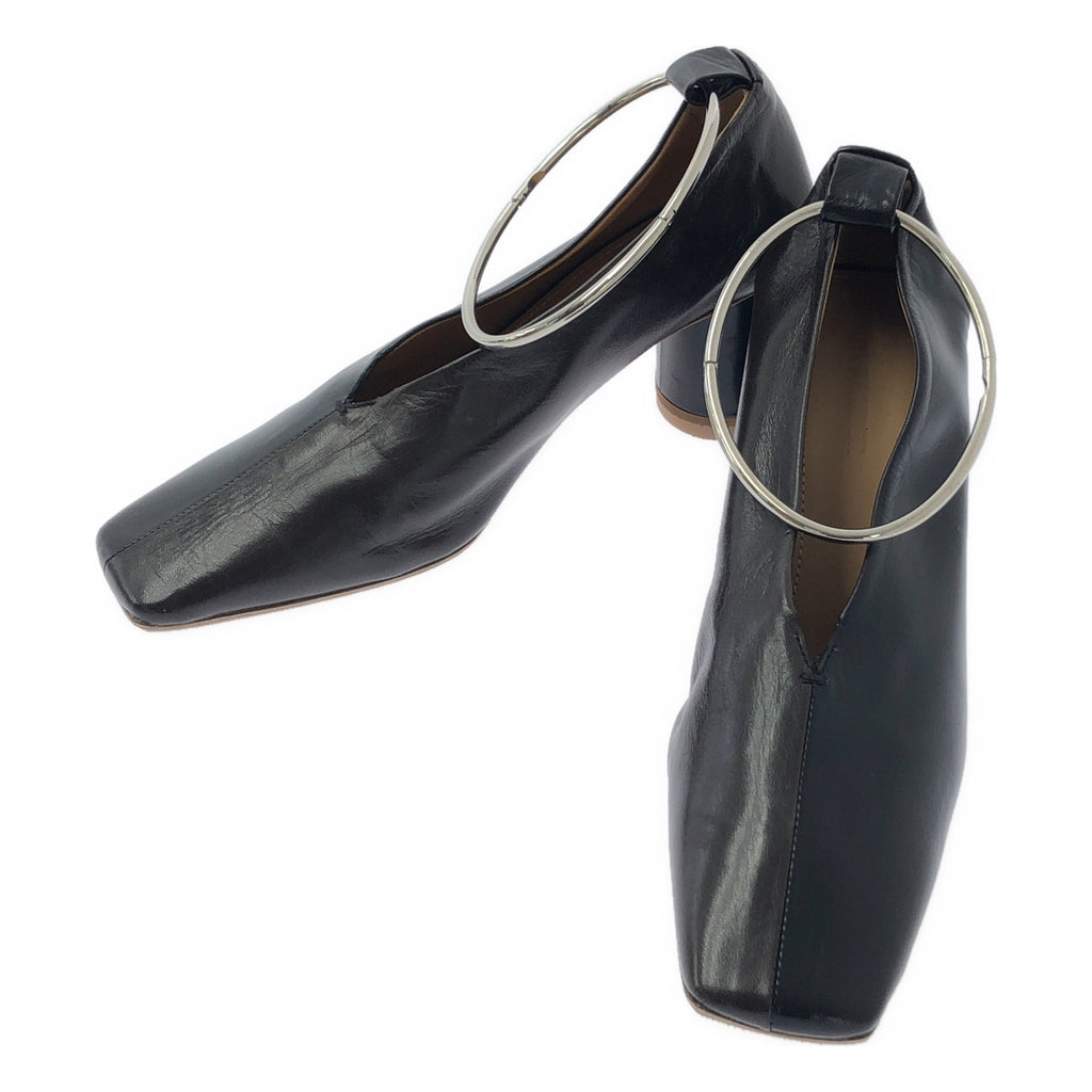 【成色極佳】JIL SANDER | 雙色踝環方頭高跟鞋 | 35碼 | 黑色/深棕色 | 女款