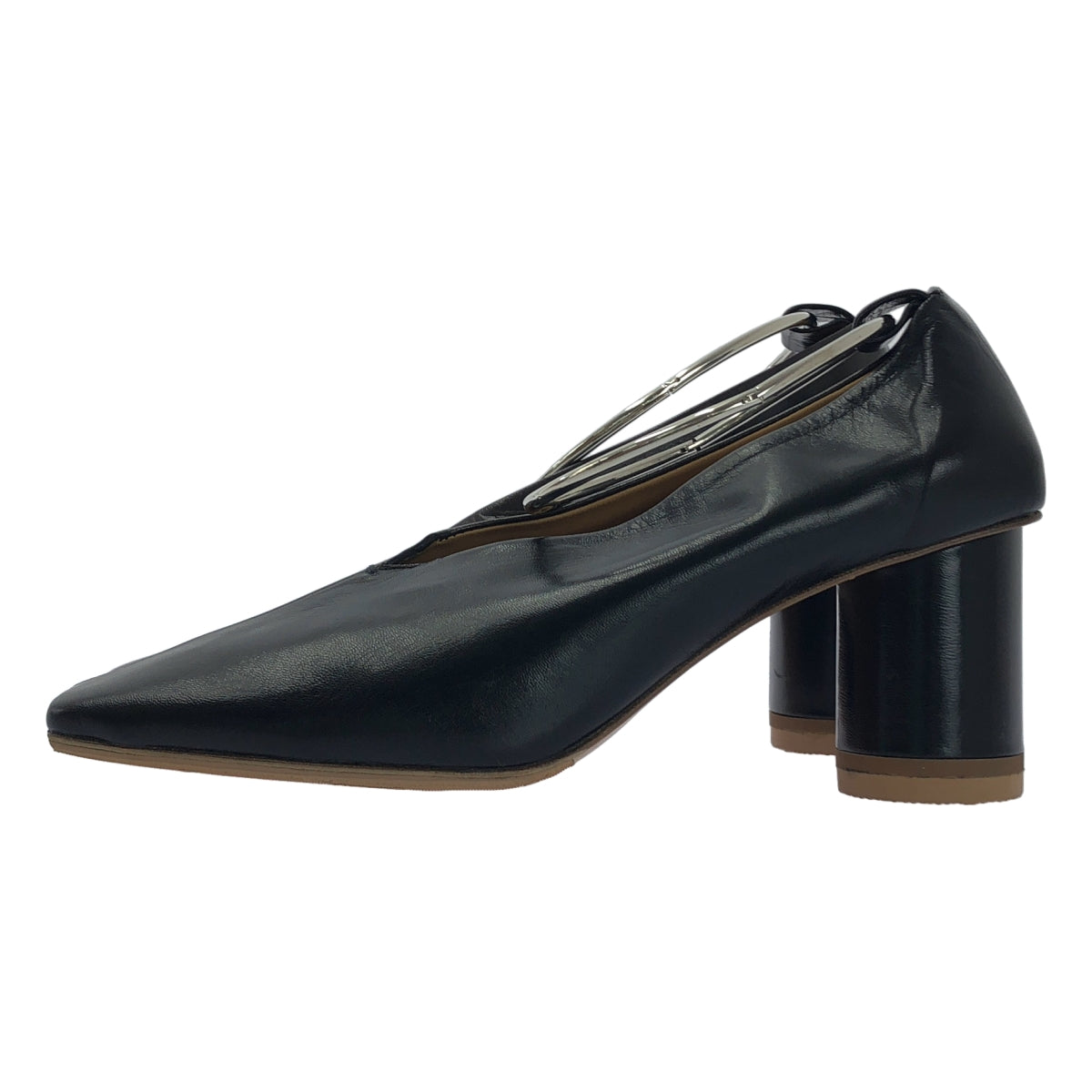 【成色極佳】JIL SANDER | 雙色踝環方頭高跟鞋 | 35碼 | 黑色/深棕色 | 女款