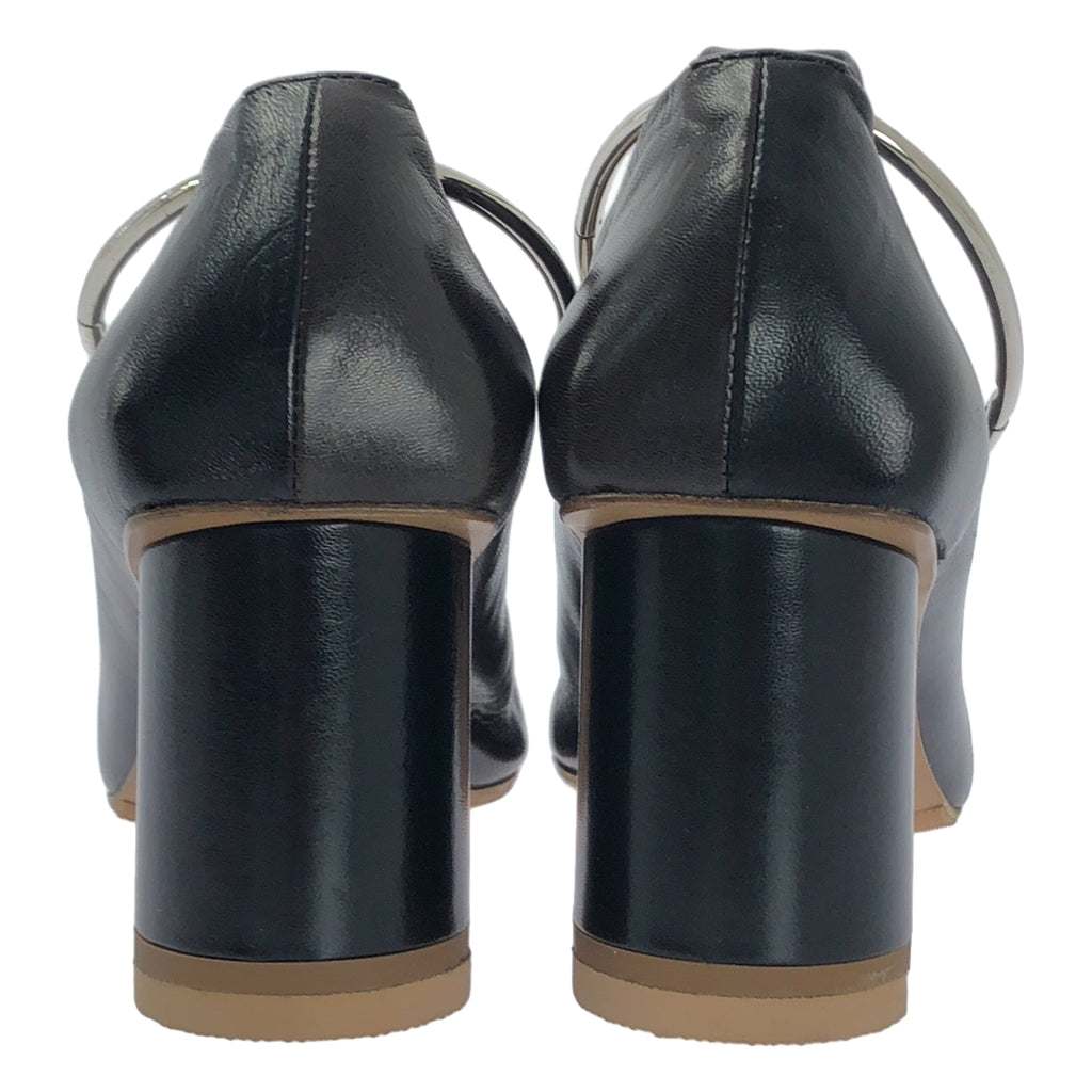 【成色極佳】JIL SANDER | 雙色踝環方頭高跟鞋 | 35碼 | 黑色/深棕色 | 女款